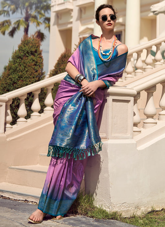 Lavender Silk Saree for wedding
