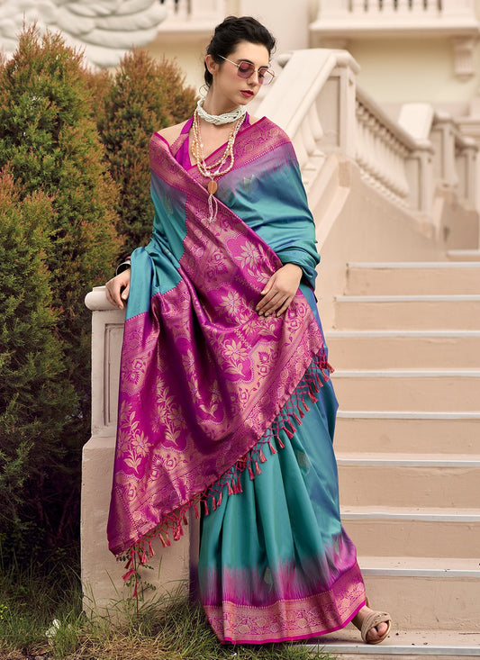 Teal Saree For Wedding