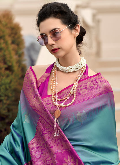 Teal color Saree Blouse
