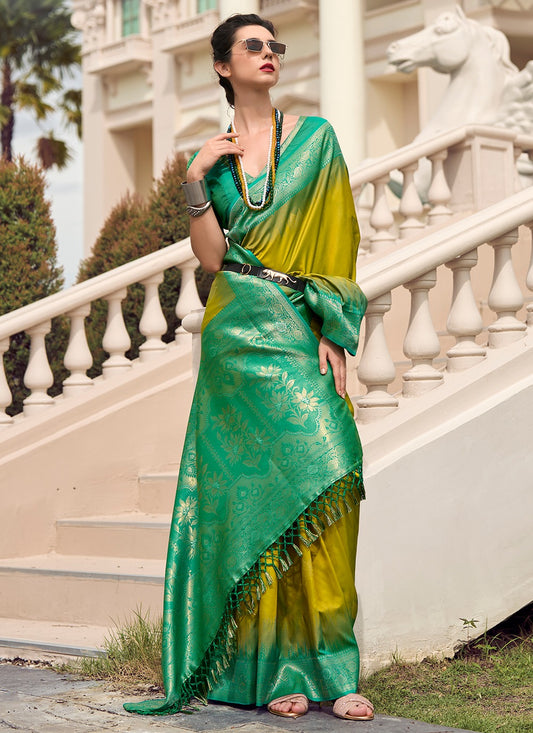 Mustard yellow saree for wedding
