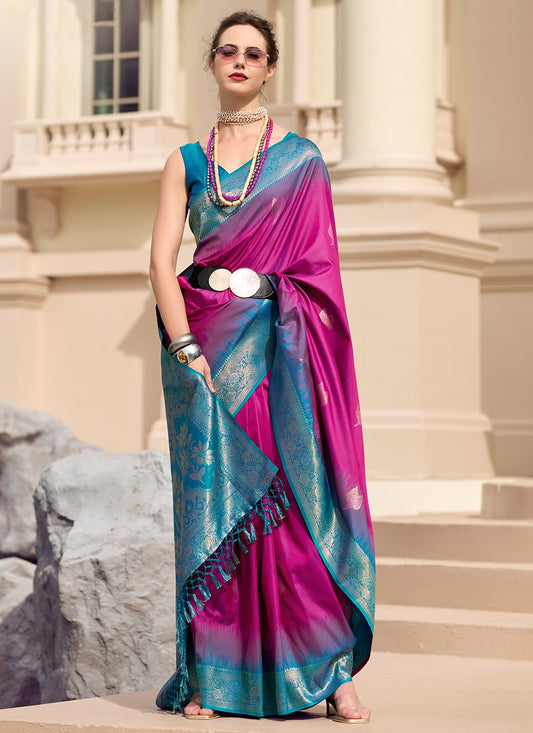 Pink color soft silk saree for women price
