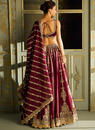 Wedding wear maroon color lehenga choli for women