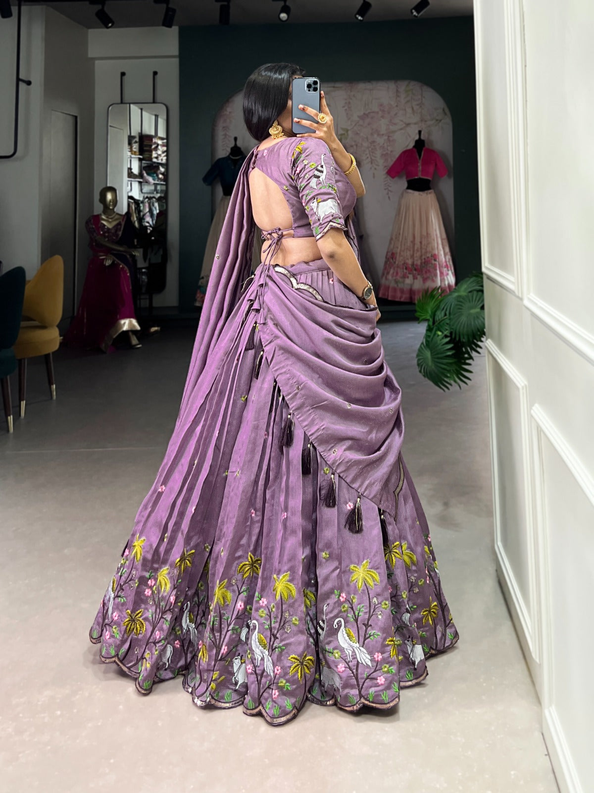 Lavender color vichitra simmer lehenga choli online