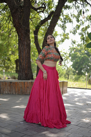 Pink Lehenga Choli For Navaratari Look