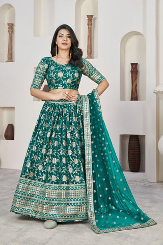 Rama dola jacquard lehenga choli for women 
