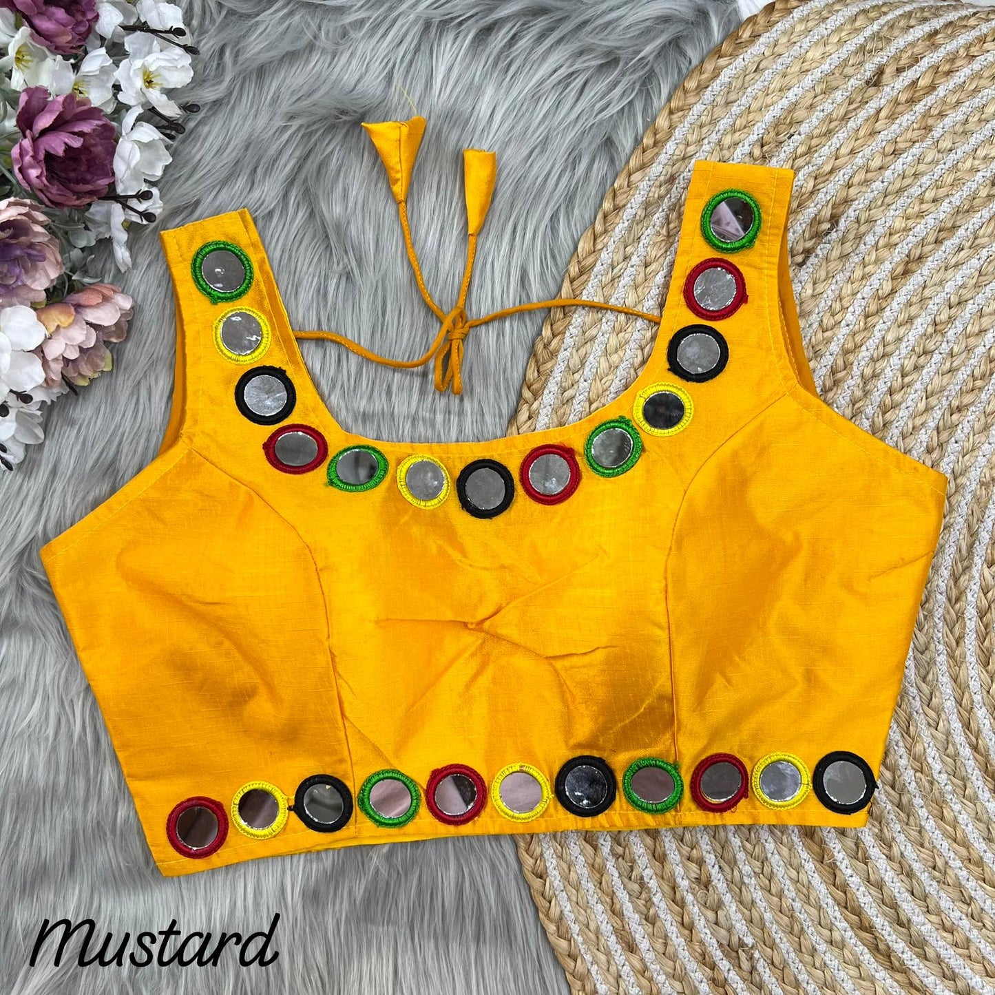 Mustare Blouse For Navaratri Lehenga Choli