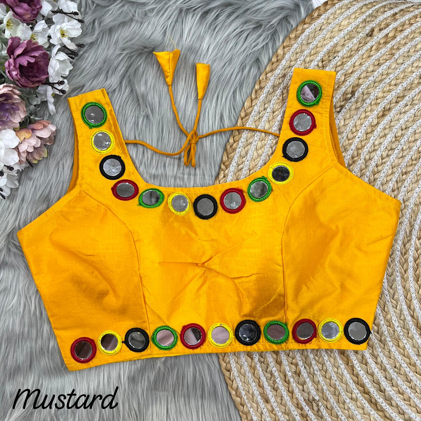 Mustare Blouse For Navaratri Lehenga Choli