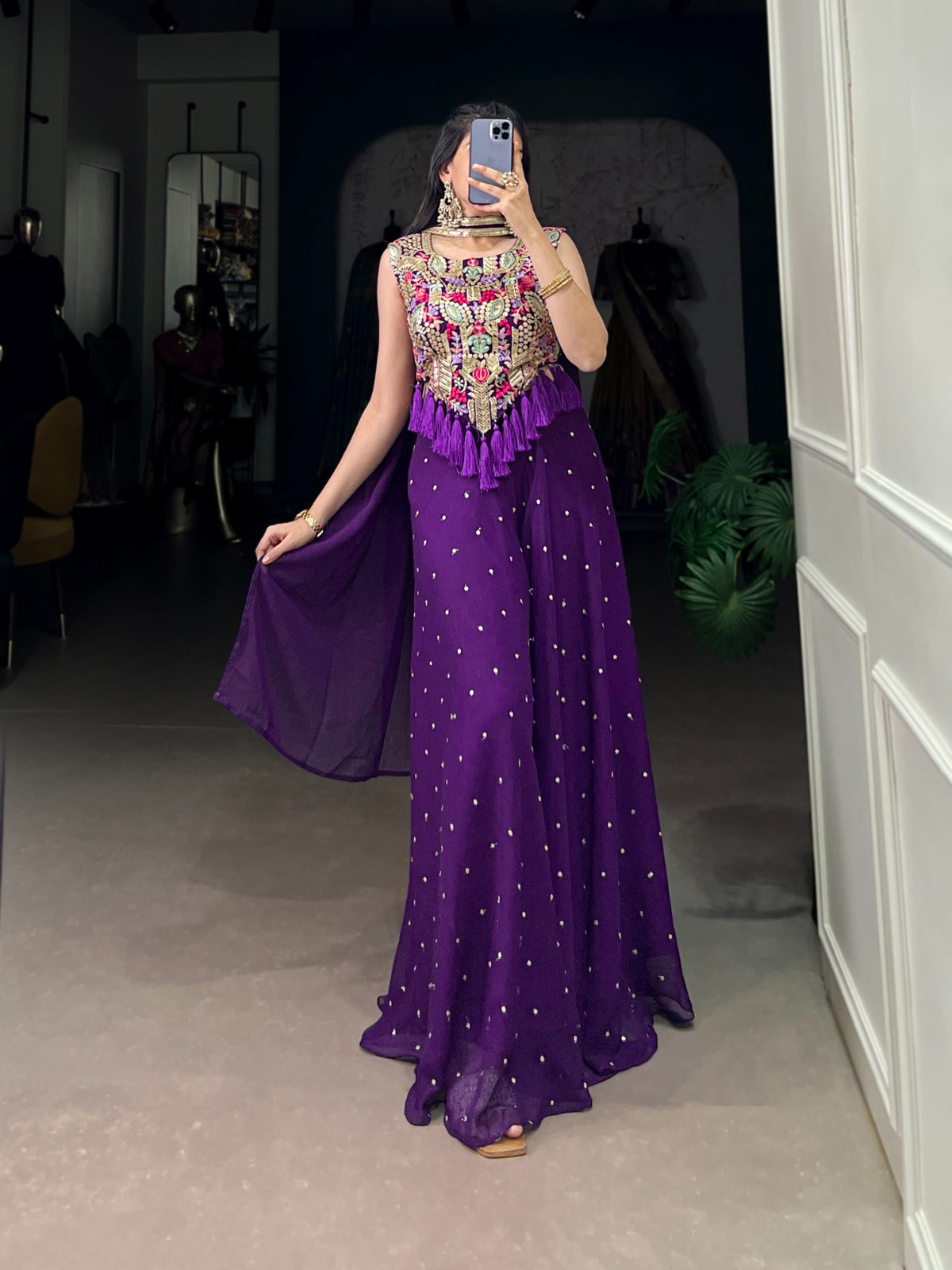 Purple color georgette salwar suit for wedding