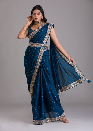 Heavy sequin saree party wear