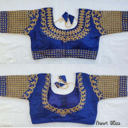 Navy Blue color phantom silk blouse for women