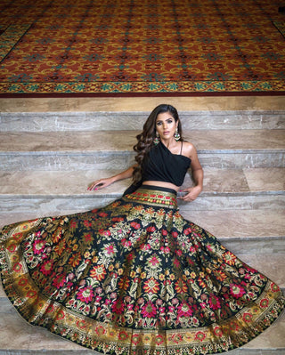 black banarasi silk lehenga choli online usa uk canada