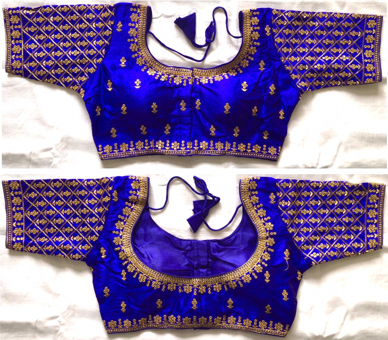 Blue color sequins work sarees blouse price
