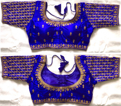 Blue color sequins work sarees blouse price