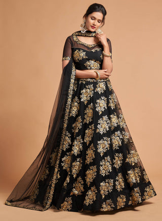 Black Color Zari work Lehenga Choli