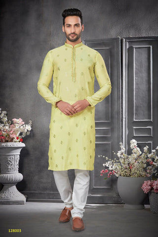 Cotton Silk Embroidery Kurta For Mens