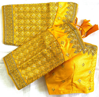 heavy shining silk Yellow blouse