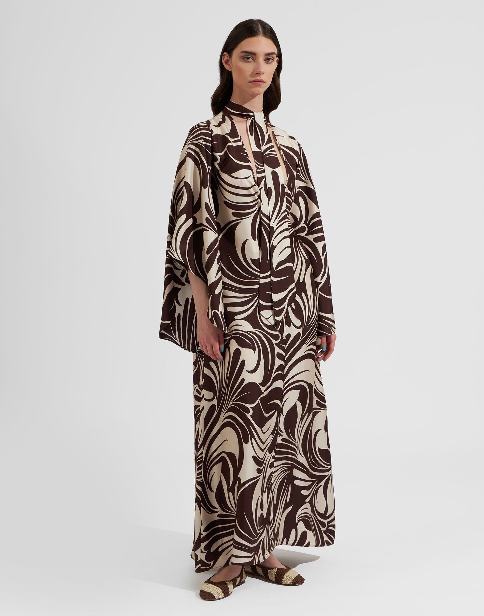Printed silk fancy Europian style dress