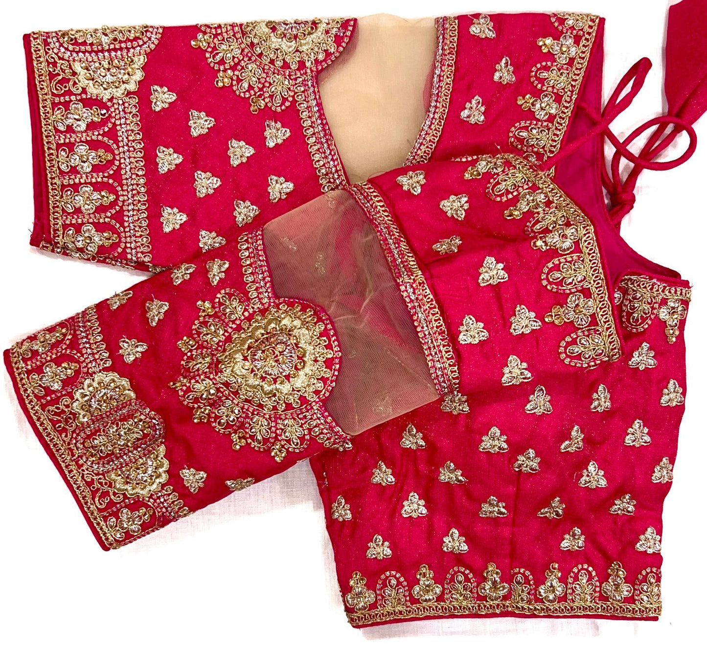 Pink color coding work silk blouse online shopping