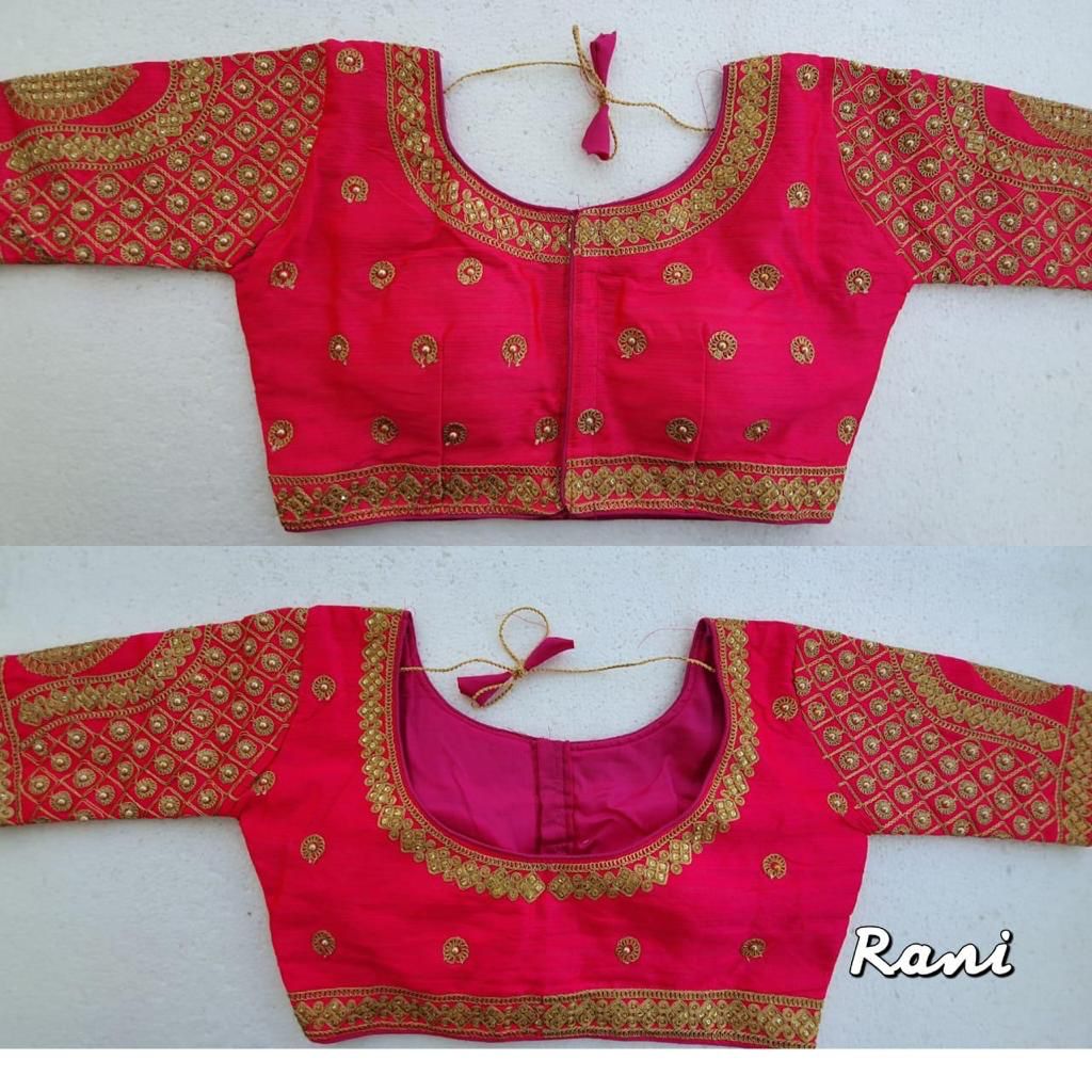 Rani Pink color silk embroidery work blouse images