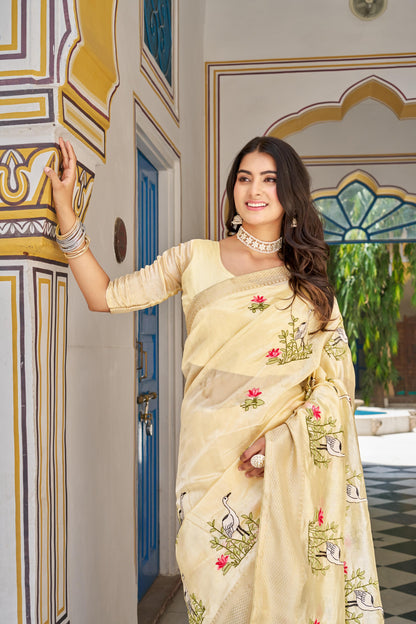 Wedding wear yellow color saree with blouse UK