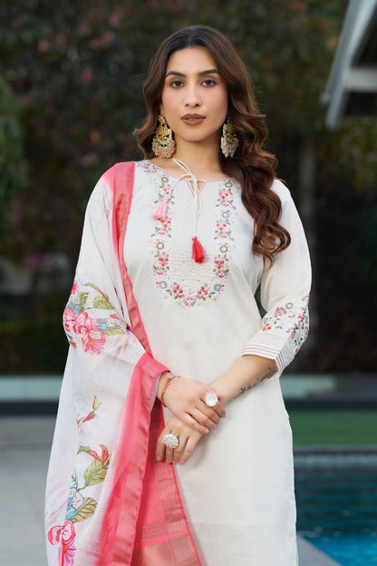 White color hand work suit
