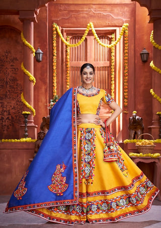 Yellow navratri lehenga choli with dupatta