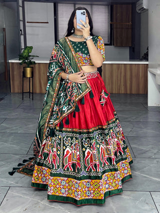 Red navratri lehenga choli with dupatta
