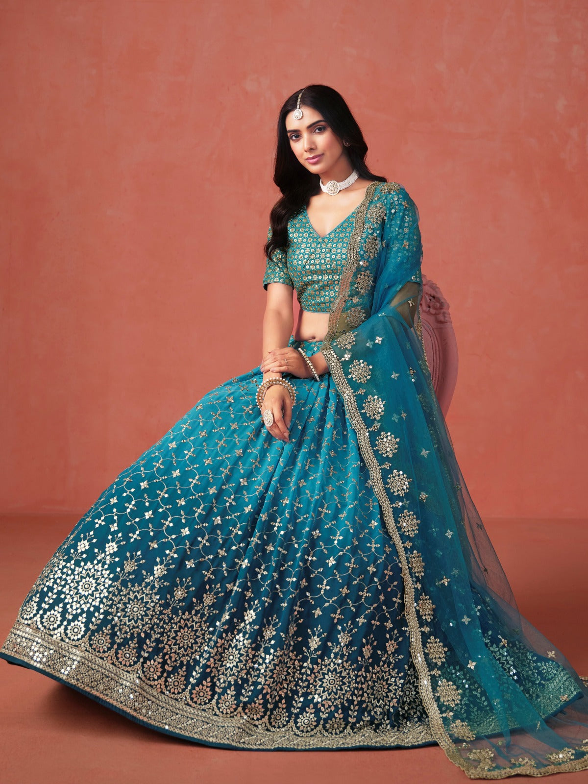 Rama color georgette designer ghagra choli price