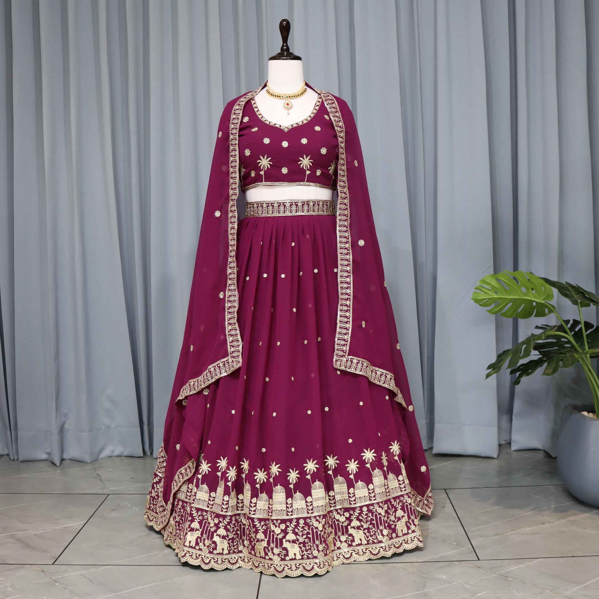 Rani pink color georgette lehenga choli price