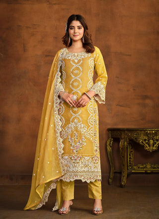 Yellow salwar suit design
