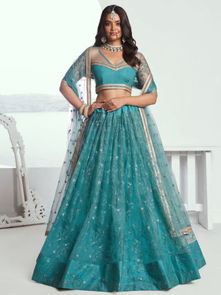 Rama colour lehenga
