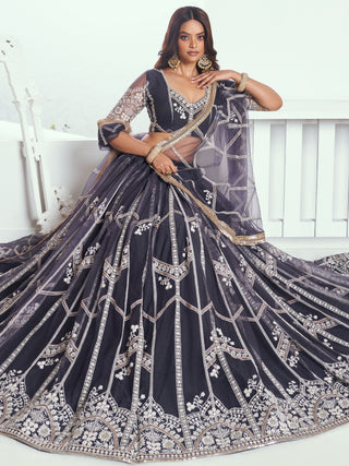 Grey colour lehenga for women wedding
