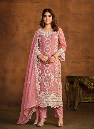 Pink salwar suit party wear with dupatta
