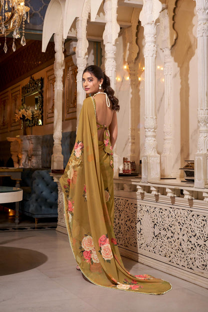 Party wear brown color saree for women
