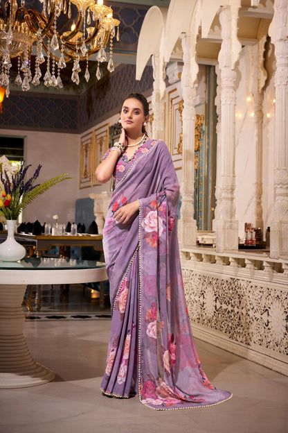 Wedding wear lavender saree with price