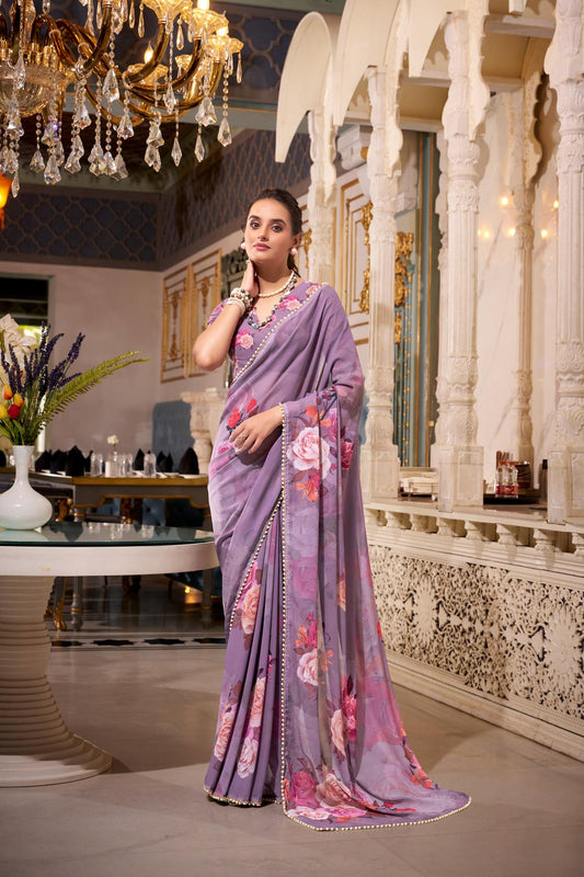 Wedding wear lavender saree with price