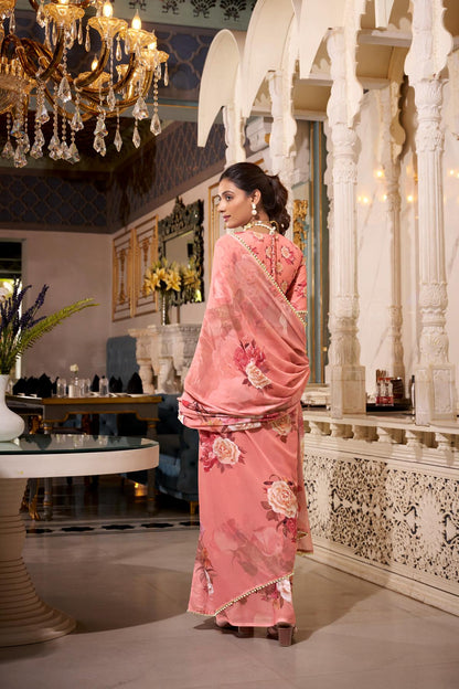 Wedding wear orange color saree with price 