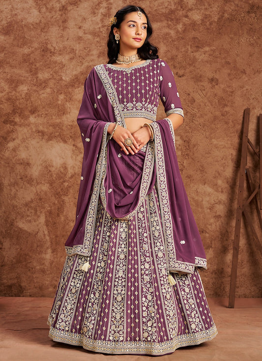 Onion color georgette lehenga choli for women