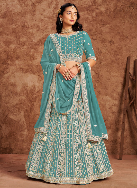 Rama color georgette lehenga choli for women online
