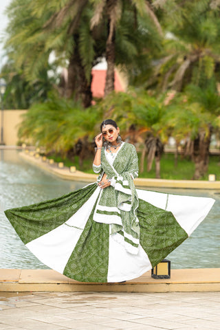 Simple green chaniya for navratri
