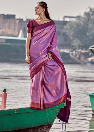 Purple silk saree for women