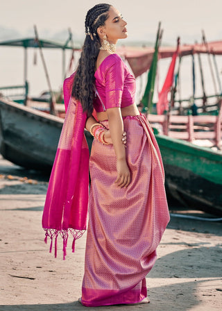 Pink color weaving saree online