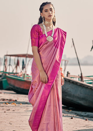 Pink color wedding wear saree price