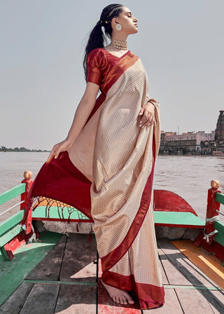 Beige color soft silk saree with blouse online