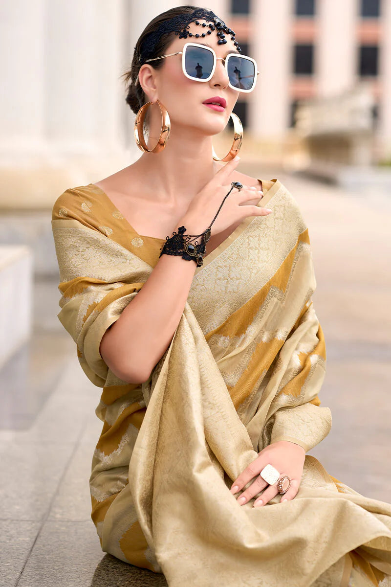 Mustard color cotton linen silk saree price