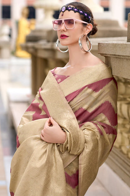 Gajri color cotton linen silk saree online shopping