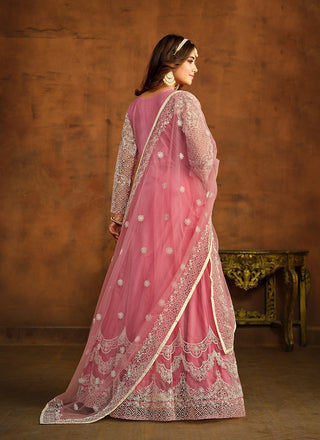 Pink color traditional anarkali gown images