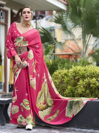 Pink georgette sarees Party Wear
