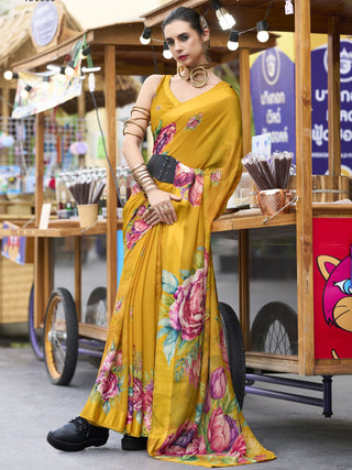 Yellow Georgette Saree for Haldi
