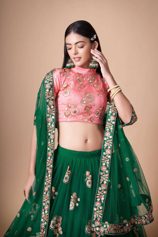 Dark Green Lehenga combination